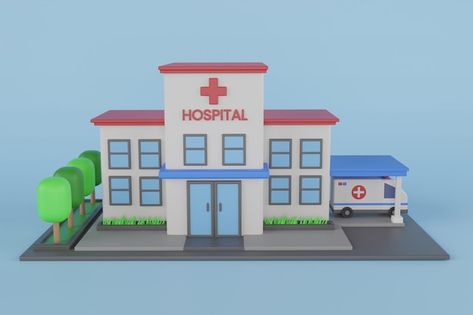 Photo hospital building isolated. front ... | Premium Photo #Freepik #photo #hospital-sign #hospital-3d #medical-building #medical-3d Hospital Model For School Project, Hospital Diorama, Hospital Building Design, Hospital Model, Photo Hospital, Small Hospital, Hospital Project, Medical Building, Haunted Hospital