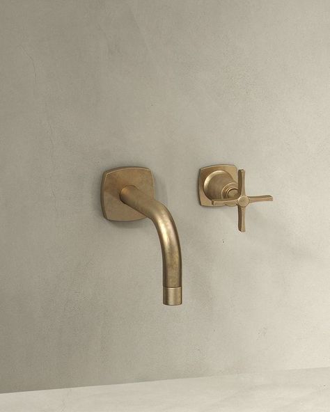 Globally inspired and infused with custom capabilities, our H-Line fixtures feature bold, yet elegant proportions that speak to sophisticated design schemes. Then again, these striking fixtures turn heads in any situation, so we encourage you to incorporate them into any type of space your heart desires. #DesignInspiration (Seen here in Aged Brass) Brass Shower Fixtures, Brass Bathroom Fixtures, Global Aesthetic, Wall Faucet, Wall Mounted Taps, Wall Taps, Concrete Bathroom, Watermark Design, Brass Tap