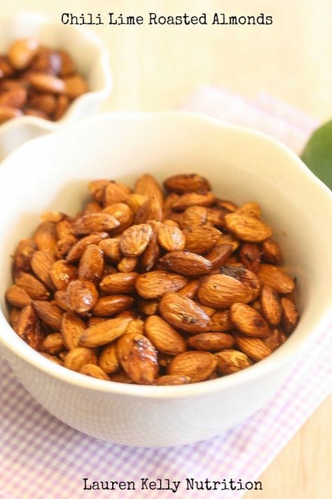 Chili Lime Roasted Almonds {Gluten Free, Paleo, Low Carb, Keto} Roasted Almonds Recipe, Almonds Recipe, Lauren Kelly, Avocado Pudding, Avocado Chocolate Pudding, Keto Granola, Healthy Afternoon Snacks, Thai Chili, Healthy Fruit