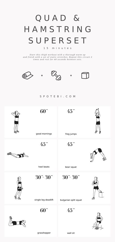 15-Minute Quad & Hamstring Superset Hamstring Superset, Muscular Endurance Exercises, Hamstring Workouts, Quads And Hamstrings, Hamstring Workout, Muscular Endurance, Quad Exercises, Super Sets, At Home Workout Plan