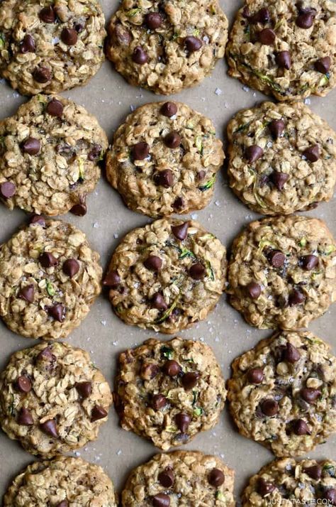 Zucchini Oatmeal Chocolate Chip Cookies - Just a Taste Noom Foods, Hawaiian Mimosas, Zucchini Oatmeal Cookies, Zucchini Chocolate Chip Cookies, Oat Chocolate Chip Cookies, Zucchini Oatmeal, Zucchini Cookies, Oatmeal Cookie Recipe, Chocolate Chip Zucchini Bread