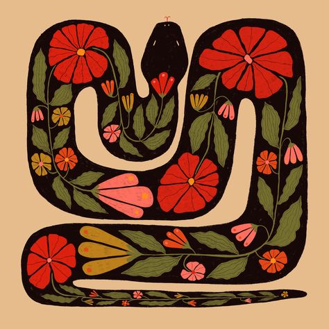 Retro pattern Stairwell Ideas, Floral Snake, Scientific Drawing, Snake Illustration, Carving Projects, Gond Painting, Illustration Kunst, 달력 디자인, Arte Doodle