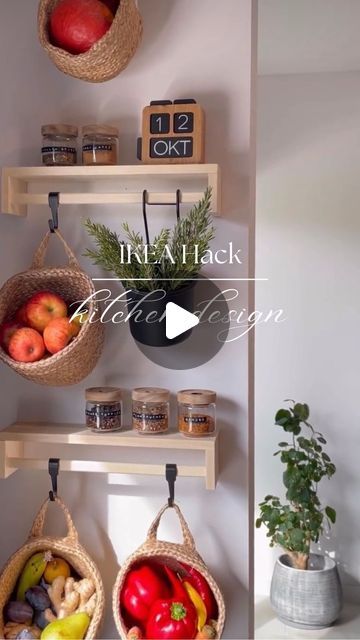 Ikea Kitchen Shelving Ideas, Ikea Wall Storage Kitchen, Ikea Hanging Basket Storage, Bekvam Spice Rack Hack, Ikea Hacks Kitchen, Ikea Kitchen Wall Organizer, Ikea Kitchen Hacks, Tiny Kitchen Hacks, Ikea Kitchen Hack