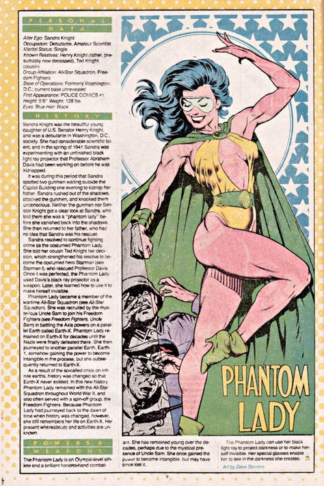 Phantom Lady by Dave Stevens | Who's Who: The Definitive Directory of the DC Universe #18 Phantom Lady, Dave Stevens, Dc Comics Heroes, Who's Who, Dc Comics Superheroes, Is It Just Me, Superhero Characters, Dc Comics Characters, Freedom Fighters