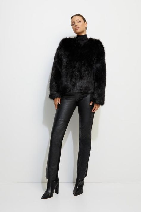 Unreal Dream Jacket in Black – Unreal Fur Fur Jacket Outfit Casual, Black Fur Jacket Outfit, Fur Jacket Outfit, Fur Shirts, Black Fur Jacket, Black Faux Fur Jacket, Lululemon Tops, Black Faux Fur, Bralette Tops