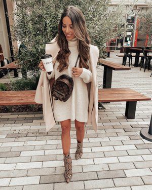 Fall Outfit Ideas For Women, Cute Fall Outfit Ideas, Roll Neck Dress, Winter Outfits Ideas, Caffeine Queen, Long Sleeve Tunic Dress, Sweater Dress Outfit, Outfit Ideas For Women, Fall Outfit Ideas