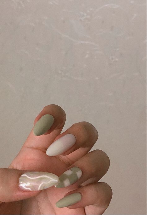 #checkerboardnails #acrylicnails #nails #homenails Avocado Nails, Avocado Color, Nails At Home, Hair And Nails, Avocado, Nail Designs, Nail Polish, At Home, Nails