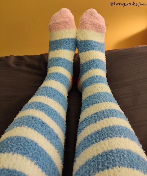 Stripey fuzzy otk fuzzy socks Fuzzy Thigh High Socks, Cute Socks Aesthetic, Socks Aesthetic, Slouch Socks, Sock Outfits, Kawaii Goth, Fashion Inspiration Board, Yami Kawaii, Fuzzy Socks