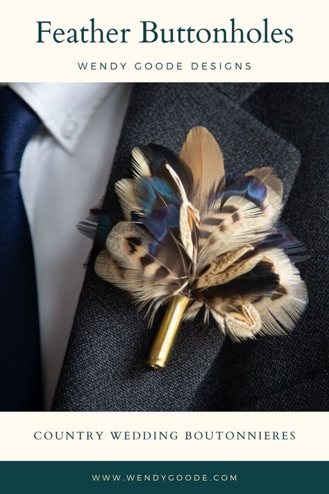 Pheasant Feather Wedding, Cowboy Wedding Attire, Bridesmaids Bouqet, Feather Arrangements, Feather Boutonniere, Feather Shoes, Prom Bouquet, Hunting Wedding, Feather Ear Cuff