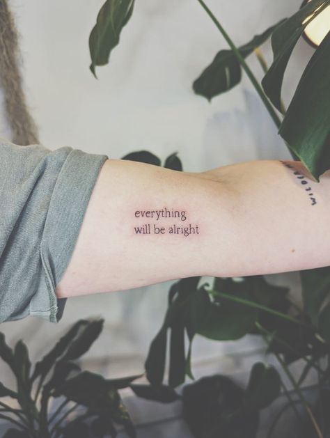 The Killers tattoo, text tattoo, sticker book tattos Everything Will Be Alright Tattoo, The Killers Tattoo, Killers Tattoo, Tattoo Text, Text Tattoo, The Killers, Be Alright, Everything Will Be Alright, Tattoo Sticker