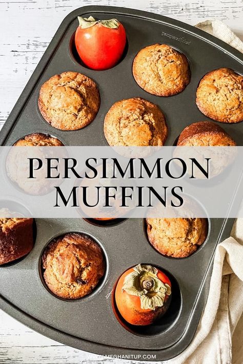 Gluten Free Persimmon Recipes, What To Make With Persimmons, Persimmon Muffin Recipes, Persimmon Dessert Recipes, Persimmon Muffins Recipe, Persimmon Muffins, Persimmon Bread, Persimmon Recipes, Walnut Muffins