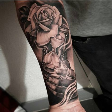 Hour Glass Tattoo Design, Family Sleeve Tattoo, Calf Tattoo Men, Men Sketch, Small Tattoos For Men, Interesting Tattoos, Women Small Tattoos, Sunflower Tattoo Sleeve, Skull Rose Tattoos