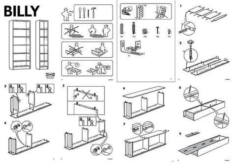 Ikea Billy Bookshelf, Ikea Instructions, Ikea Bookcase, 포트폴리오 레이아웃, Manual Design, Ikea Bookshelves, Bookcase Styling, Ikea Billy Bookcase, Ikea Billy