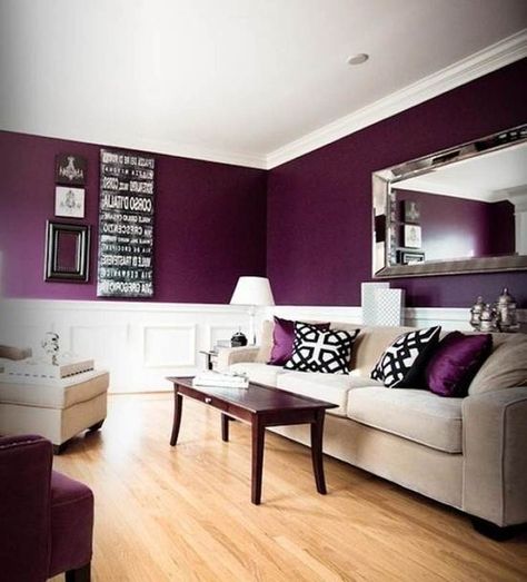 The Role Of Colors In Interior Design What Color Goes With Purple, Interesting Living Room, Room Schemes, Purple Living Room, Living Room Wall Color, Room Wall Colors, Living Room Themes, Room Cozy, Purple Rooms