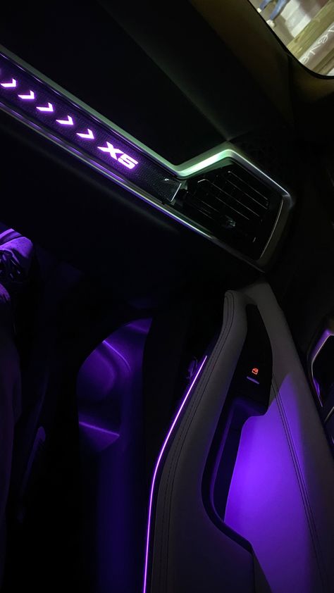 #bmw #cars #lighting #purple #neon #luxury Purple Lighting, Bus Interior, Purple Neon, Honda City, Football Pictures, Bmw M4, Black Car, Bmw Cars, Grimm