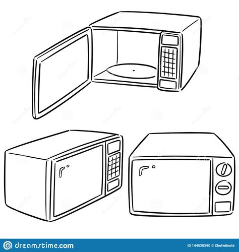 Microwave Oven Drawing, Microwave Illustration, Microwave Drawing, Cartoon Kitchen, Bakery Design Interior, Kitchen Drawing, Cartoon Doodle, Story Art, Object Drawing