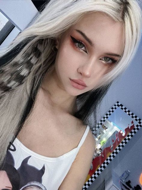 Gray Hair Extensions, Silver Gray Hair, Blonde Goth, Grey Hair Extensions, Skunk Hair, Leopard Print Hair, Peekaboo Hair, Goth Hair, Silver Grey Hair