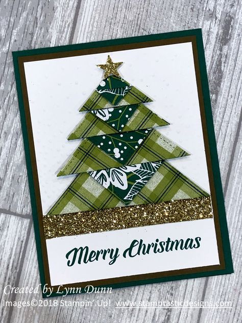 Christmas Tree Cards Handmade, Quilted Cards, Winter Karten, Stampin Up Weihnachten, Christmas Tree Card, Ideas Navidad, Christmas Tree Diy, Simple Christmas Cards, Dollar Store Christmas