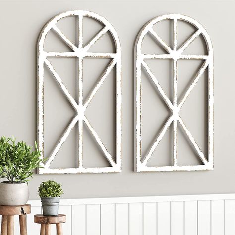 The perfect, beachy touch to a blank wall! Barnyard Designs 15.75x31.5 Rustic Window Frame Wall Decor, Farmhouse Window Wall Decor, Vintage Country Wall Hanging Decor, Farmhouse Bedroom Decor, Window Decor, Vintage Wall Decor, White, Set of 2 Window Frame Wall Decor, Rustic Window Frame, Window Frame Decor, Wood Window Frame, Window Wall Decor, Wood Window, Rustic Window, Farmhouse Bedroom Decor, Accent Wall Decor