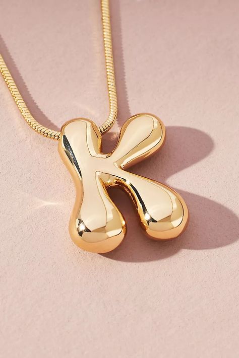 Bubble Letter Monogram Necklace | Anthropologie