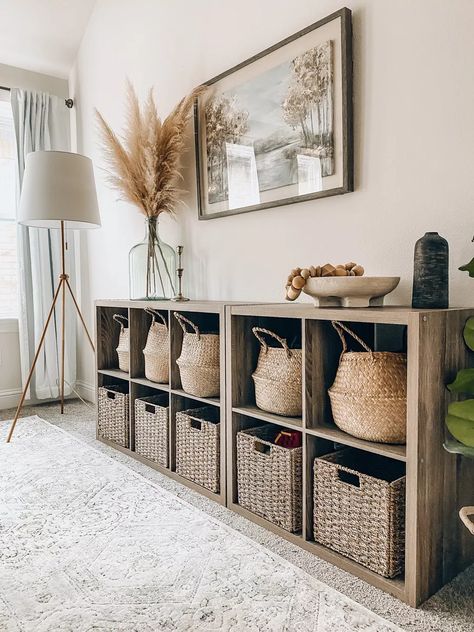 diariesofmyhome's Playroom Collection on LTK Cube Storage Playroom, Boho Family Room, Storage Playroom, Living Room Toy Storage, Farm House Livingroom, Dining Room Updates, Kids Playroom Decor, Floral Arrangements Diy, Cube Organizer