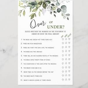 Wedding Foliage, Wedding Reception Games, Watercolor Greenery, Bridal Shower Game, Wedding Games, Bridal Shower Games, Bridal Shower Gifts, Zazzle Invitations, Shower Games