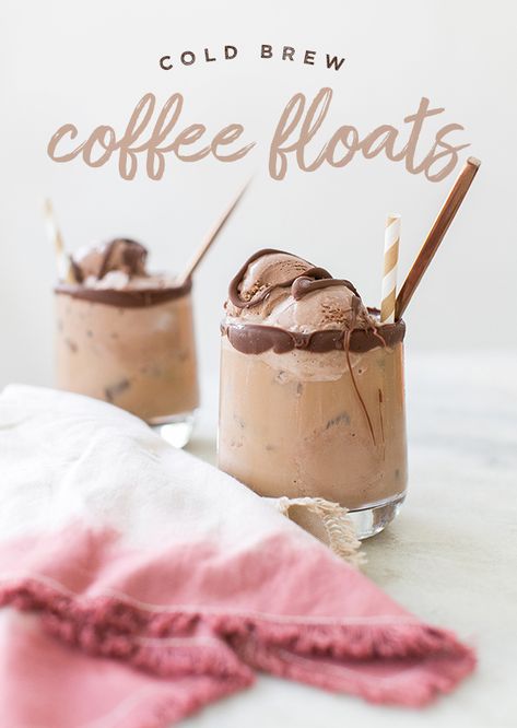 Cold Brew Coffee Floats #coffee #coldbrew #icecream #float #dessert #easy Cold Brew Float, Coffee Float Recipes, Coffee Float, Coffee Milkshake Recipe, Apricot Smoothie, Float Recipes, Coffee Flavors, Coffee Milkshake, Cold Coffee Recipes