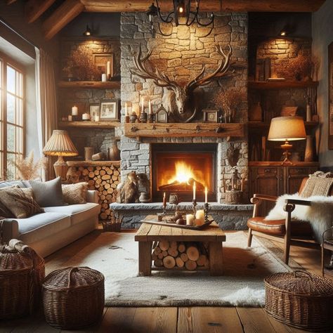 15 Rustic Living Room Ideas to Warm Up Your Space Tiny Cabin Living Room, Modern Cabin Living Room Ideas, Cozy Mountain Home Interiors, Cozy Cabin Living Room Ideas, Rustic Cabin Interior Design, Cabin Interior Decor, Modern Lodge Living Room, Log Cabin Living Room Decor, Dark Rustic Living Room