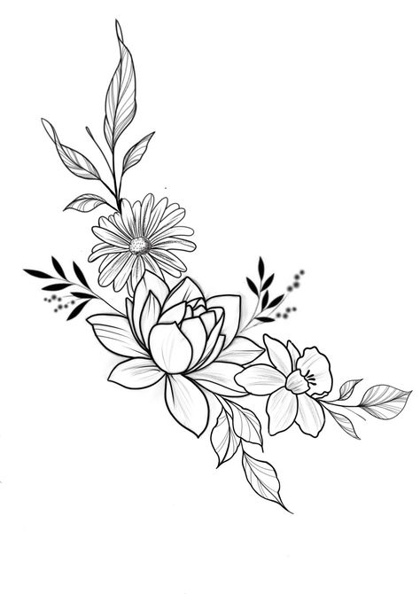 Tattoo Sleeve Outline, Meaningful Flower Tattoos, Sleeve Outline, Botanical Tattoo Design, Flower Tattoo Stencils, Line Tattoo Ideas, Floral Tattoo Sleeve, Jewellery Design Sketches, Tattoo Stencil Outline