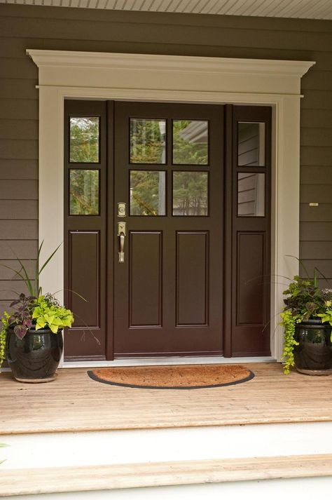 Front Door Gallery | Warline Painting LTD Brown Front Door, Wenge Color, Andersen Doors, Brown Front Doors, Contemporary Interior Doors, Mahogany Doors, Outdoor Doors, Porch Doors, Laminate Colours