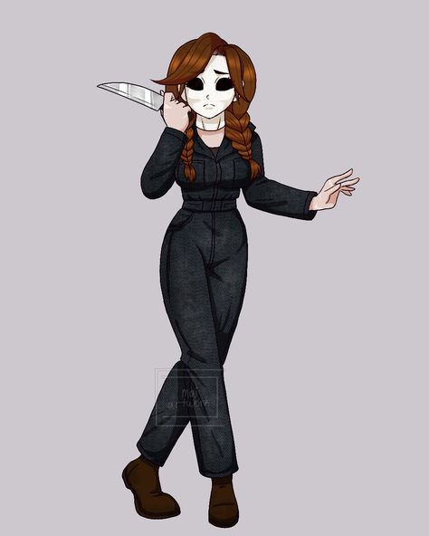 Female Michael Myers Art, Female Michael Myers, 30th Birthday Party Women, Halloween Oc, Michelle Myers, Michael Myers Art, Creepy Horror, Cute Canvas Paintings, Party Women