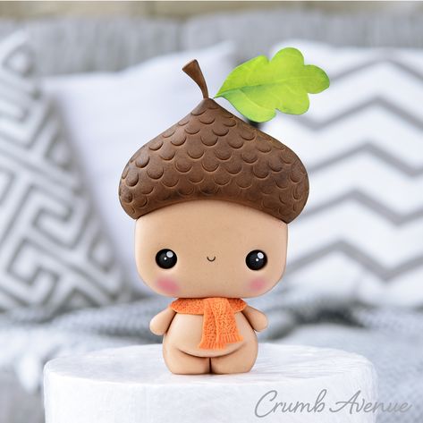 Acorn Cake, Cake Topper Tutorial, Fondant Cake Toppers, Soyut Sanat Tabloları, Polymer Clay Diy, Art Carte, Fondant Toppers, Fondant Figures, Cute Polymer Clay