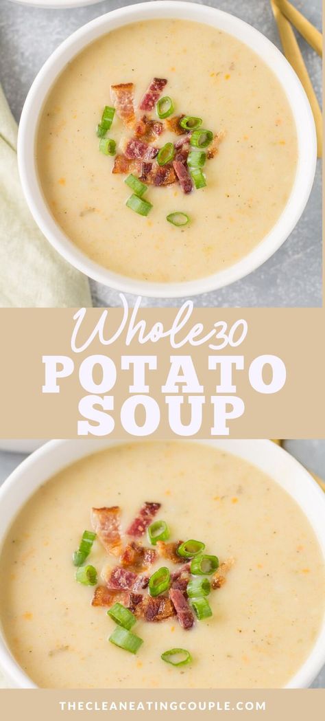 Paleo Instant Pot Soup Recipes, Easy Whole 30 Soup Recipes, Potato Soup Healthy Easy, Coconut Potato Soup, Potato Soup Paleo, Whole30 Potato Soup, Coconut Milk Potato Soup, Potato Soup With Almond Milk, Whole 30 Recipes Soup