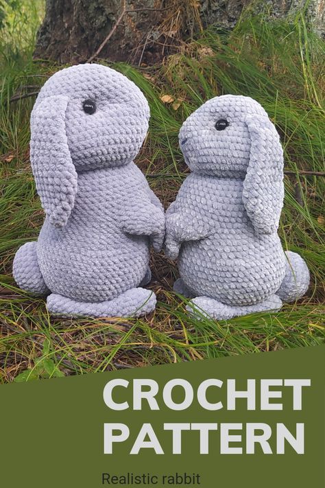 Crochet Holland Lop Bunny Pattern, Rabbit Diy, Interesting Crochet, Lop Bunny, Bunny Crochet Pattern, Green Rabbit, Granny Square Crochet Patterns Free, Animal Crochet, Bunny Crochet