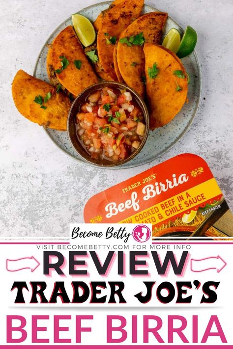 If I were to start compiling a list of the best new products of 2022, Trader Joe's Beef Birria would absolutely make the list. While it looks like it would be found in the refrigerated section, it is actually found in the freezer section. And yes, Trader Joe's is now pushing out a lot of new and exciting products. @becomebetty #traderjoesreviews #taderjoesmeals #traderjoesshoppinglist #traderjoesmexicanfood #traderjoestacos #traderjoesdinnerideas #traderjoesreviews Chicken Pierre Recipe, Vegetarian Shopping List, Trader Joes Vegetarian, Best Trader Joes Products, Beef Birria, Ground Beef Recipes Mexican, Trader Joes Vegan, Mexican Chicken Recipes, Trader Joes Recipes