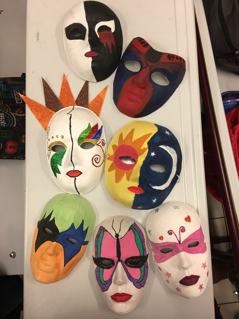 Mascara Painting Ideas, Painted Mask Ideas, Painting Masks Ideas, Maskara Festival Mask Design Easy, Painted Masks Diy, Mask Painting Ideas Design, Mask Design Ideas Paint, Mascara Design Ideas, Mask Decorating Ideas