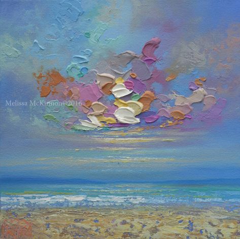 Sunrise Paintings, Sunset Beach Painting, Melissa Mckinnon, Paintings Ocean, Paintings Beach, Sunset Paintings, Sky Paintings, Cloud Sunset, Ocean Paintings