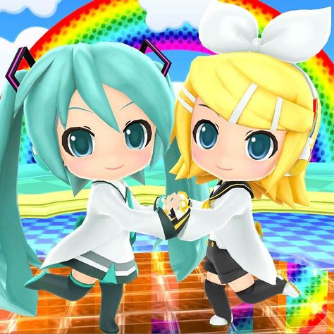 Miku And Rin, Project Mirai, Rin Kagamine, Hatsune Miku, Vocaloid, Rainbow, Anime