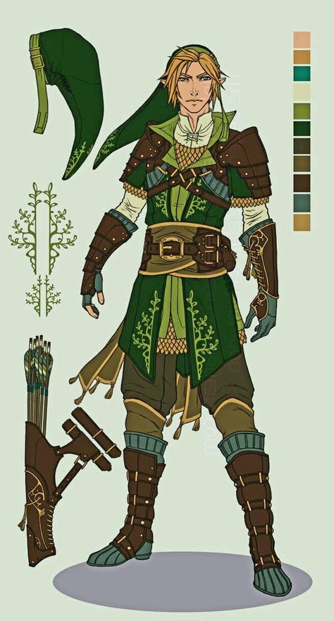 Link Design Zelda, Totk Link All Outfits, Link Outfits Zelda, Male Zelda, Hylian Oc, Link Concept Art, Link Redesign, Zelda Outfits, Link Cosplay