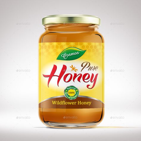 Honey Jar Label Template Honey Label Design Creative, Honey Bottle Design, Honey Sticker Design, Honey Marketing, Honey Jar Design, Honey Packaging Design, Honey Labels, Honey Label Design, Honey Jar Labels