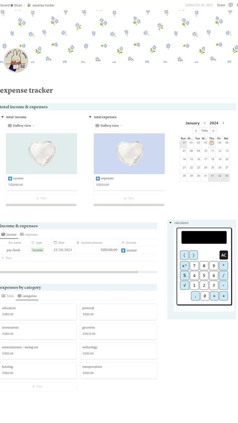 The Ultimate Personal Finance Tracker for Notion (2023) - Easily track your budget, savings, and investments with this powerful Notion Notion Expenses Tracker, Notion Gallery View, Notion Template 2023, Notion 2023, Monthly Income Tracker, Finance Tracker Notion, Student Planner Organization, Expense Categories, Life Planner Printables