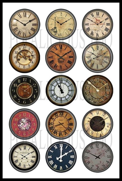 Miniatures Diy, Clock Faces, Steampunk Clock, Dollhouse Printables, Miniature Printables, Vintage Printable, Images Vintage, Miniature Diy, Barbie Furniture