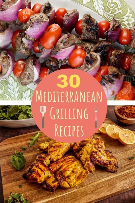 Mediterranean Diet Marinades, Italian Grill Recipes, Mediterranean Diet Grilling Recipes, Summer Mediterranean Diet Recipes, Mediterranean Picnic Food, Summer Mediterranean Recipes, Grilled Mediterranean Recipes, Mediterranean Grill Recipes, Mediterranean Bbq Ideas