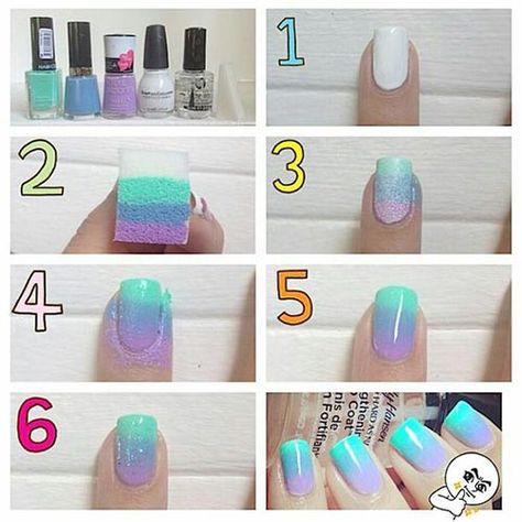 15 Gorgoeus Ombre Nail Designs Ombre Nail Art Tutorial, Ombre Nail Diy, Ombre Nail Polish, Ombre Nail Colors, Ombre Nails Tutorial, How To Do Ombre, Unghie Sfumate, Ombre Nail, Nail Art Techniques