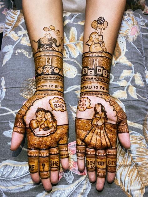 Naming Ceremony Mehendi Design, Baby Shower Figure Mehndi, Maternity Mehendi Design, Baby Shower Mehendi Designs Latest, Baby Shower Mehndi Designs Hand, Baby Mehandi, Baby Shower Mehendi Designs, Baby Mehendi, Henna Basic