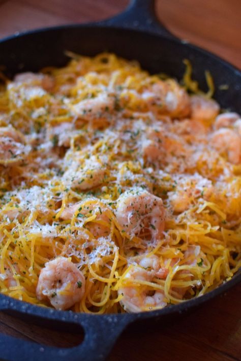 Butternut Squash Shrimp Pasta, Butternut Squash And Shrimp Recipes, Squash Zoodle Recipes, Dinner Recipes Butternut Squash, Squash Noodles Recipes, Recipes With Shrimp, Holiday Food Ideas, Butternut Squash Spaghetti, Spiralized Recipes