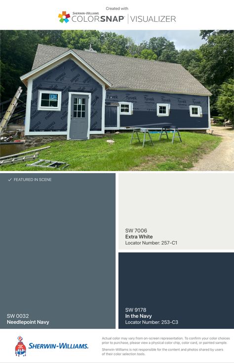 Smokey Blue Sherwin Williams Exterior, Sw Charcoal Blue Exterior, Sherwin Williams Smoky Blue Exterior, Sw Smoky Blue Exterior, Benjamin Moore Van Deusen Blue Exterior, Magnolia Farms, Exterior Paint Colors For House, Flipping Houses, House Paint Exterior