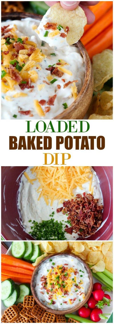 Loaded Baked Potato Dip - A simple and tasty dip filled with sour cream, cheese, bacon, chives and ranch dressing mix. A crowd-pleasing favorite! @capecodchips @snydershanover #ad #TheNewFanFavorites Loaded Baked Potato Dip, Potato Dip, Baked Potato Dip, Baked Potato Toppings, Loaded Baked Potato, Potato Toppings, Ranch Dressing Mix, Loaded Baked Potatoes, Party Dips