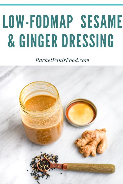 Low-FODMAP & Gluten-free Sesame & Ginger Dressing, Marinade or Dip | Dr. Rachel Pauls Sesame Ginger Dressing, Sesame Ginger, Ginger Dressing, Low Fodmap Recipes, Fodmap Recipes, Hot Spicy, Low Fodmap, Gluten Free Vegetarian, Gluten Free Recipes