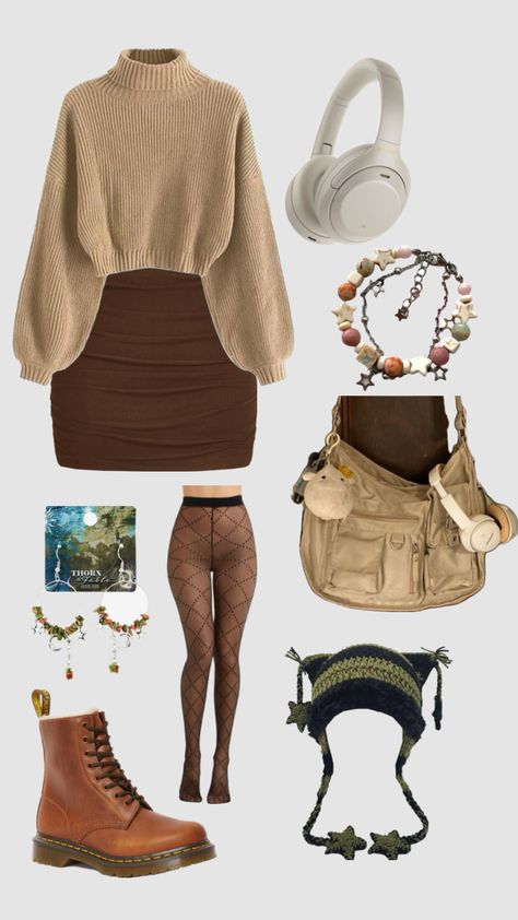 Fall outfit🍂🤎🧋 #fall #fallaesthetic #fallcore #fallgirlaesthetic #fall2024 #sweater #boots #jewelry #headphones #cuteaccessories #accessories Fallcore Outfits, Brown Sugar Aesthetic, Sugar Aesthetic, Sweater Boots, Outfit Fall, Girl Falling, Fall Outfit, Brown Sugar, Fall Outfits